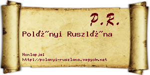 Polányi Ruszlána névjegykártya